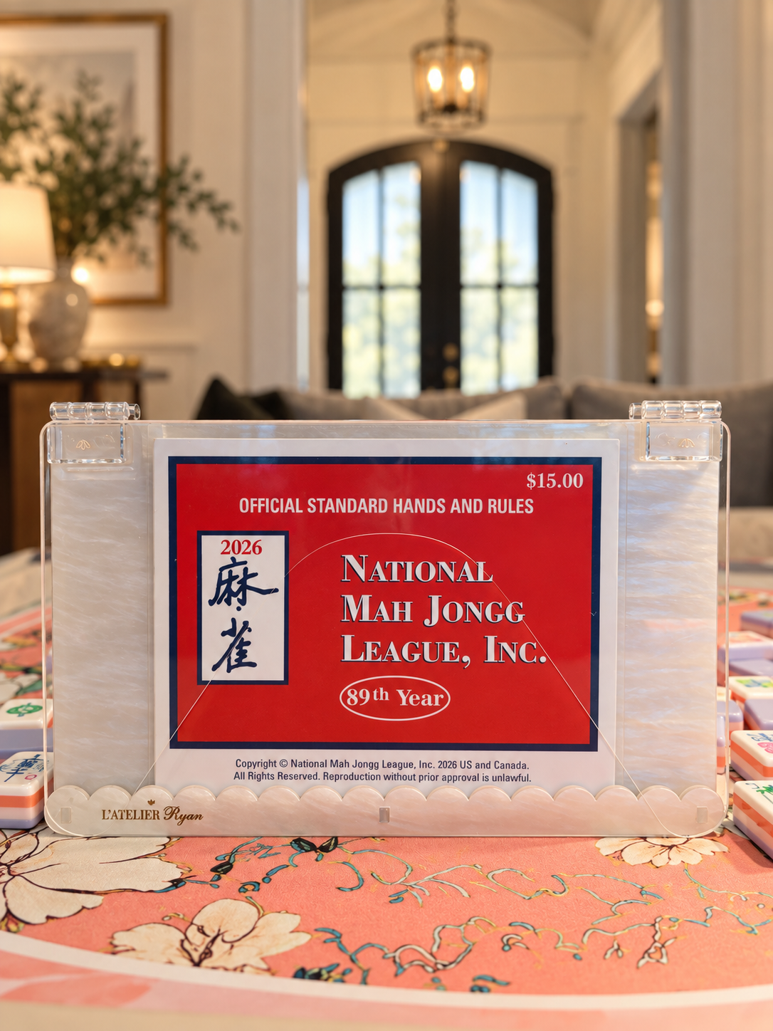 White Pearl Acrylic Mahjong Card Holder / Protective Case