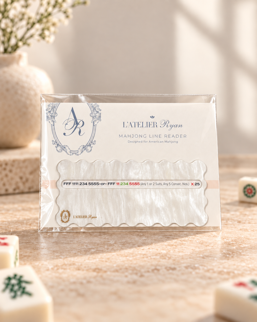 White Pearl Mahjong Line Reader with Gold