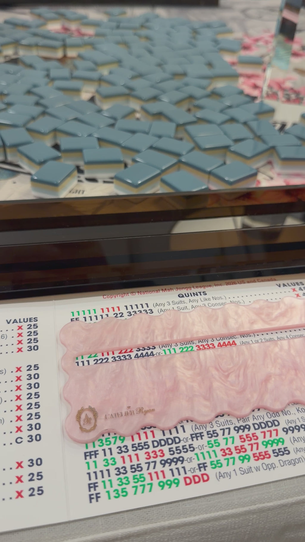 Pink Pearl Mahjong Line Reader with Gold
